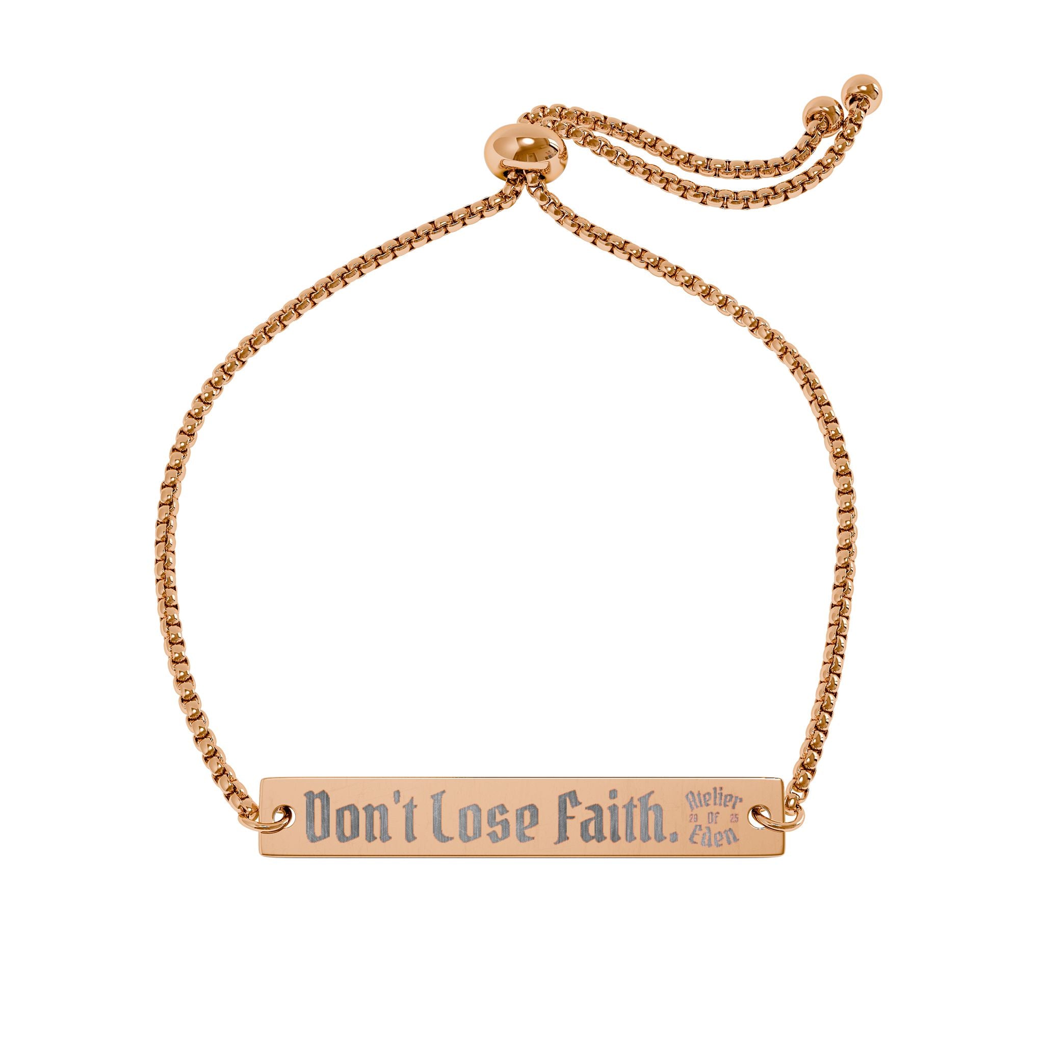AtelierOfEden Engraved Bracelet - "Don't Lose Faith" Adjustable Gold/Silver
