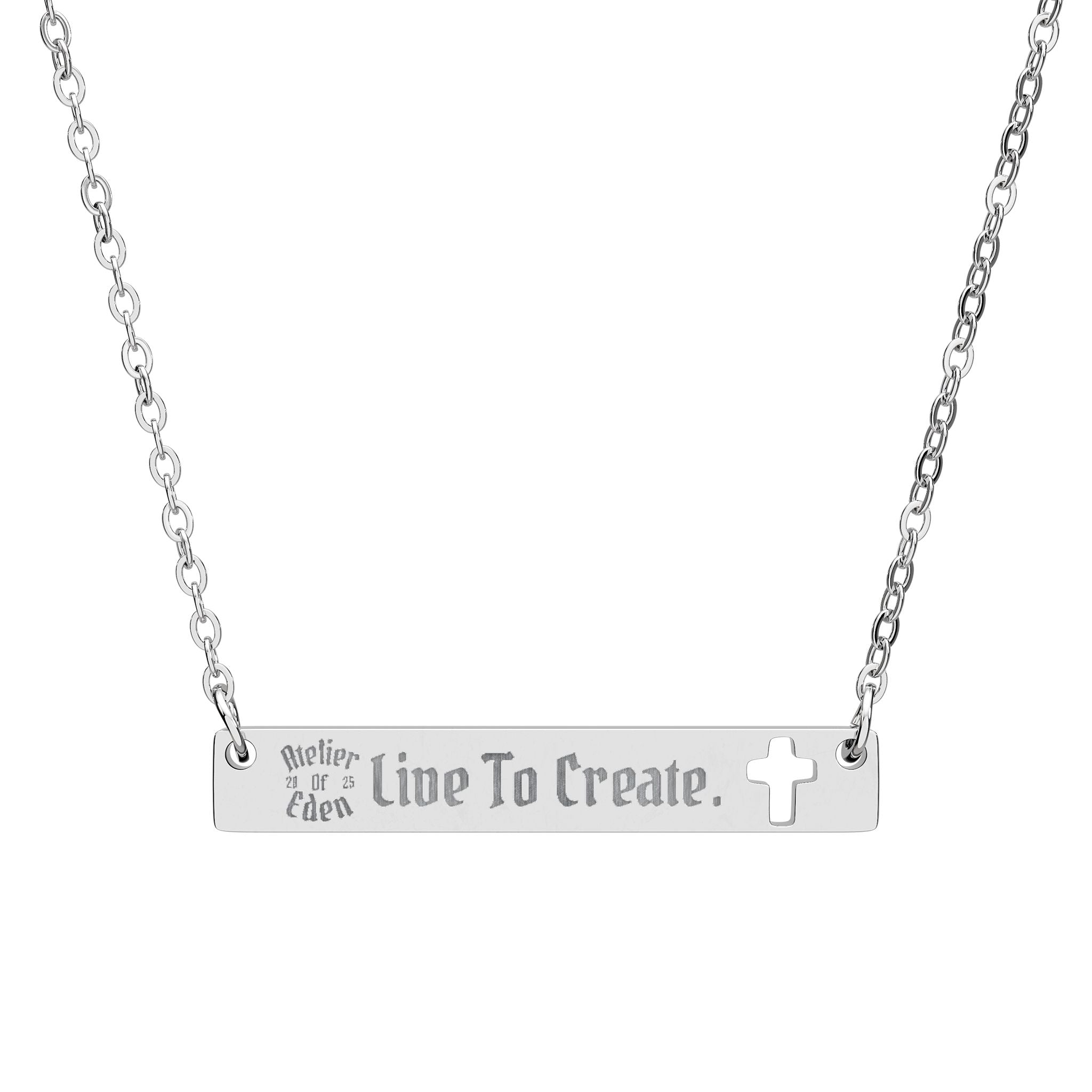 AtelierOfEden - "Live To Create." Engraved Cross Pendant