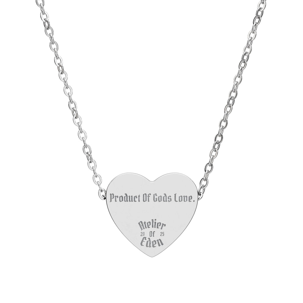 AtelierOfEden Engraved Heart Necklace - "Product Of Gods Love."