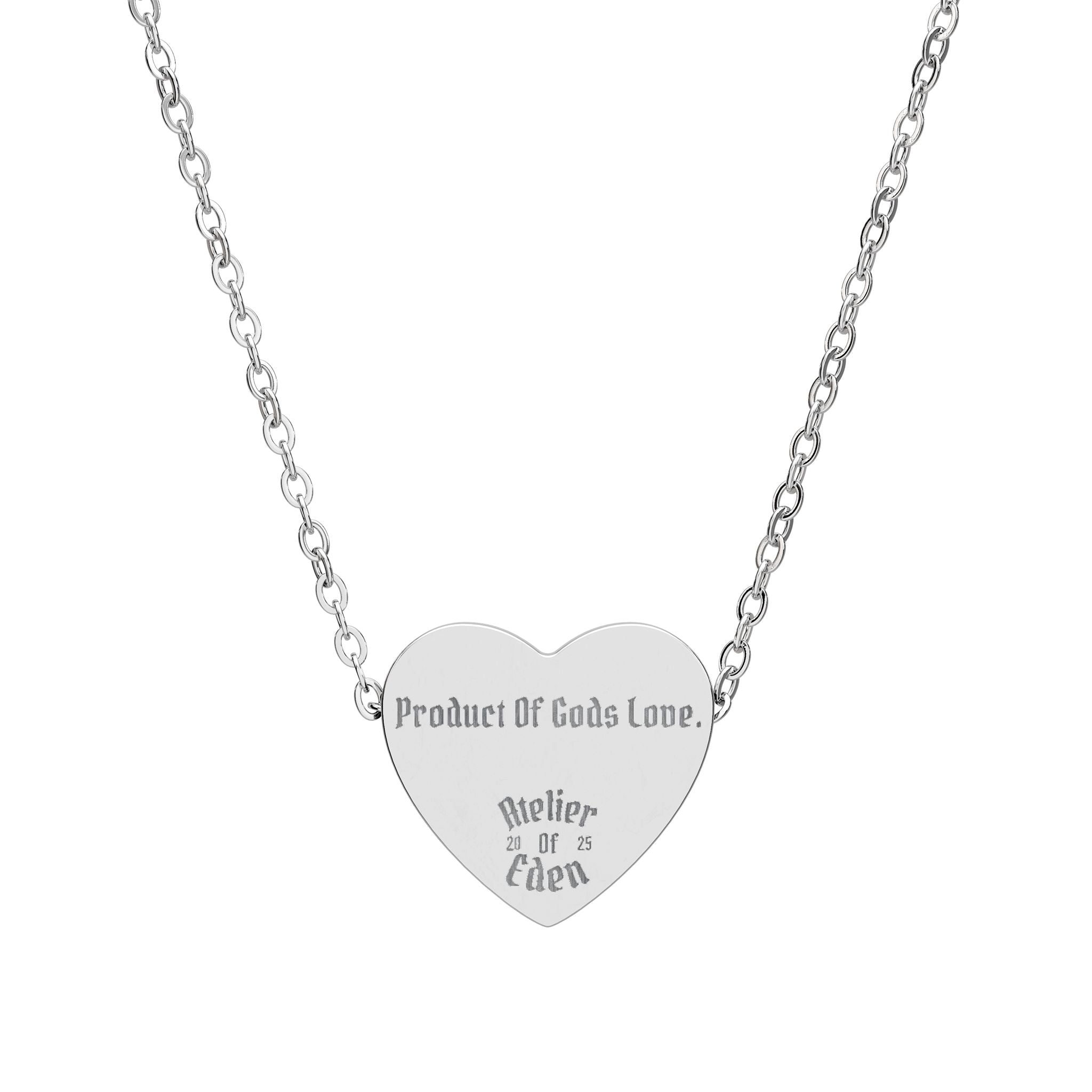 AtelierOfEden Engraved Heart Necklace - "Product Of Gods Love."