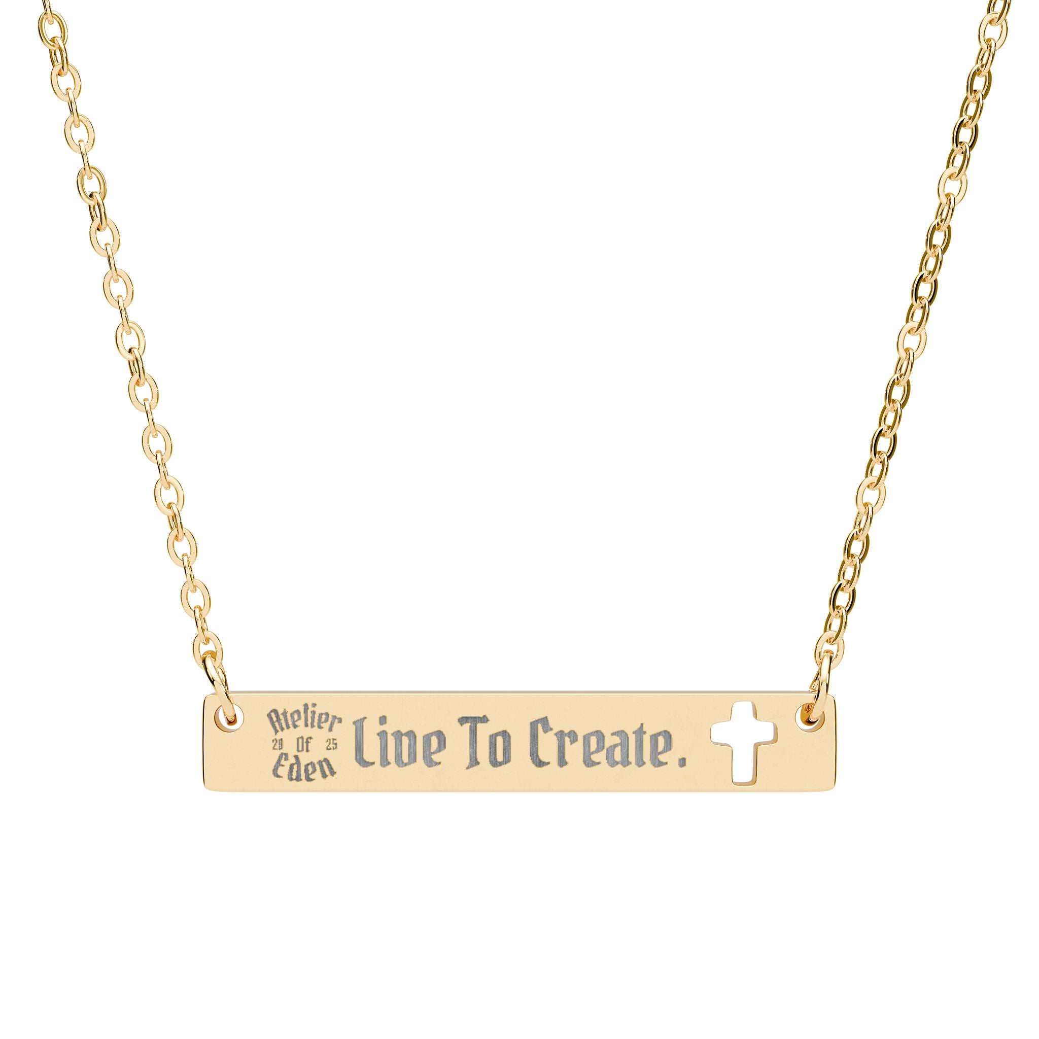 AtelierOfEden - "Live To Create." Engraved Cross Pendant