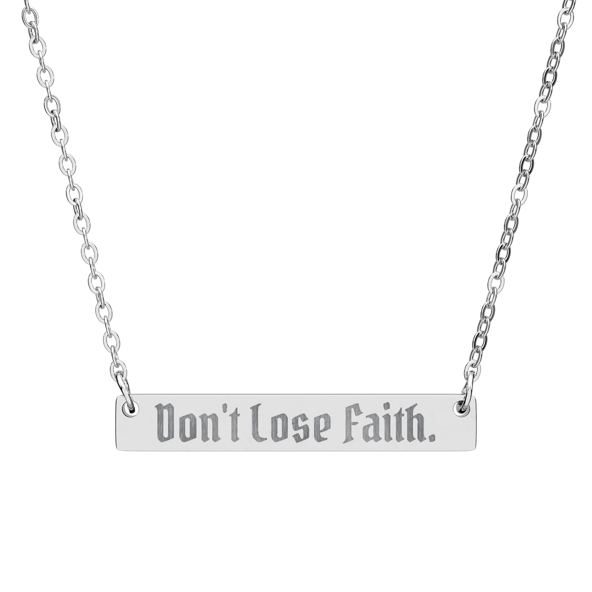 AtelierOfEden "Don’t Lose Faith." Engraved Bar Necklace