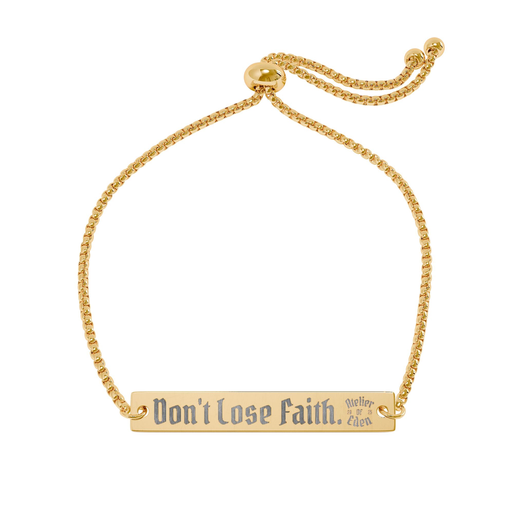 AtelierOfEden Engraved Bracelet - "Don't Lose Faith" Adjustable Gold/Silver