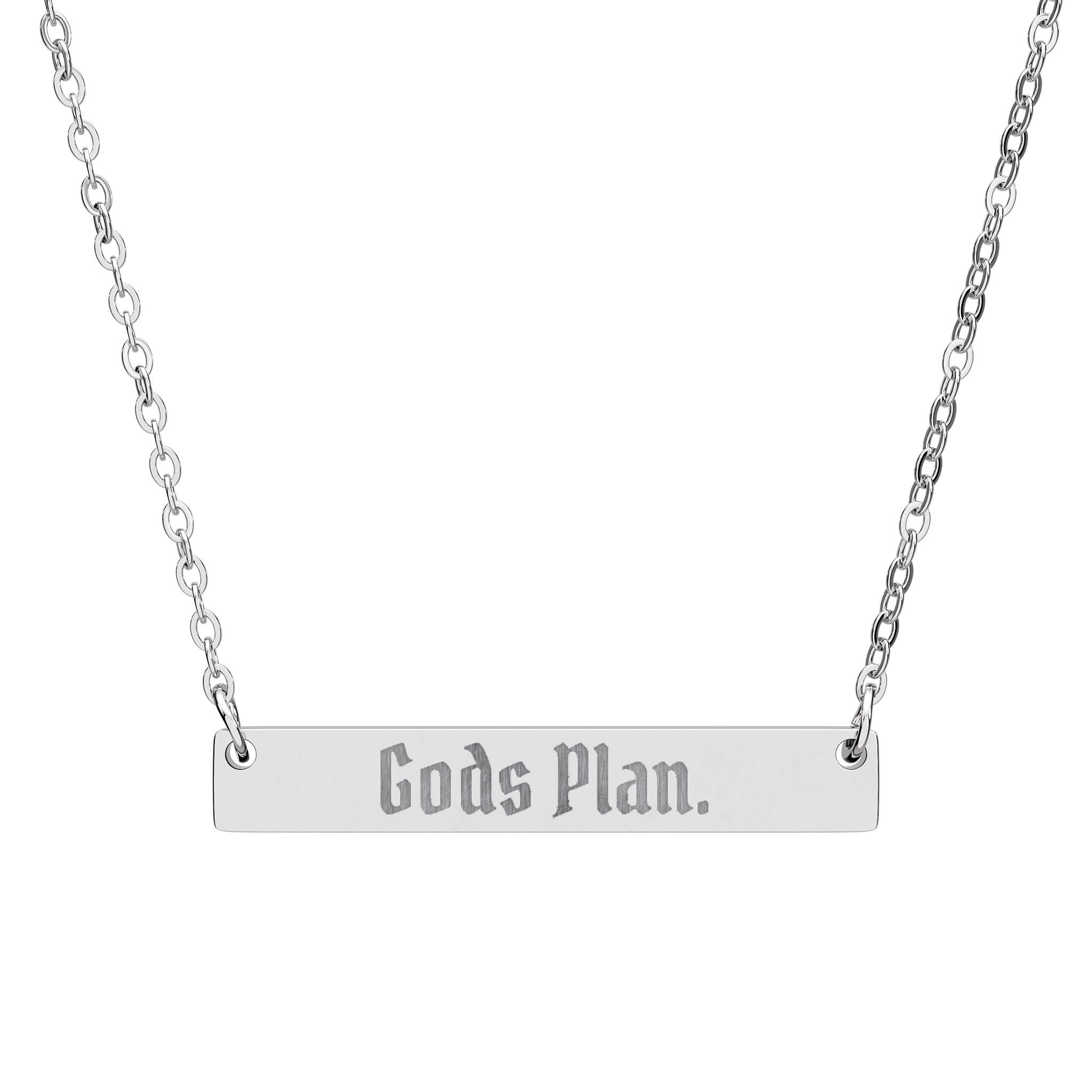AtelierOfEden Engraved "Gods Plan" Bar Necklace