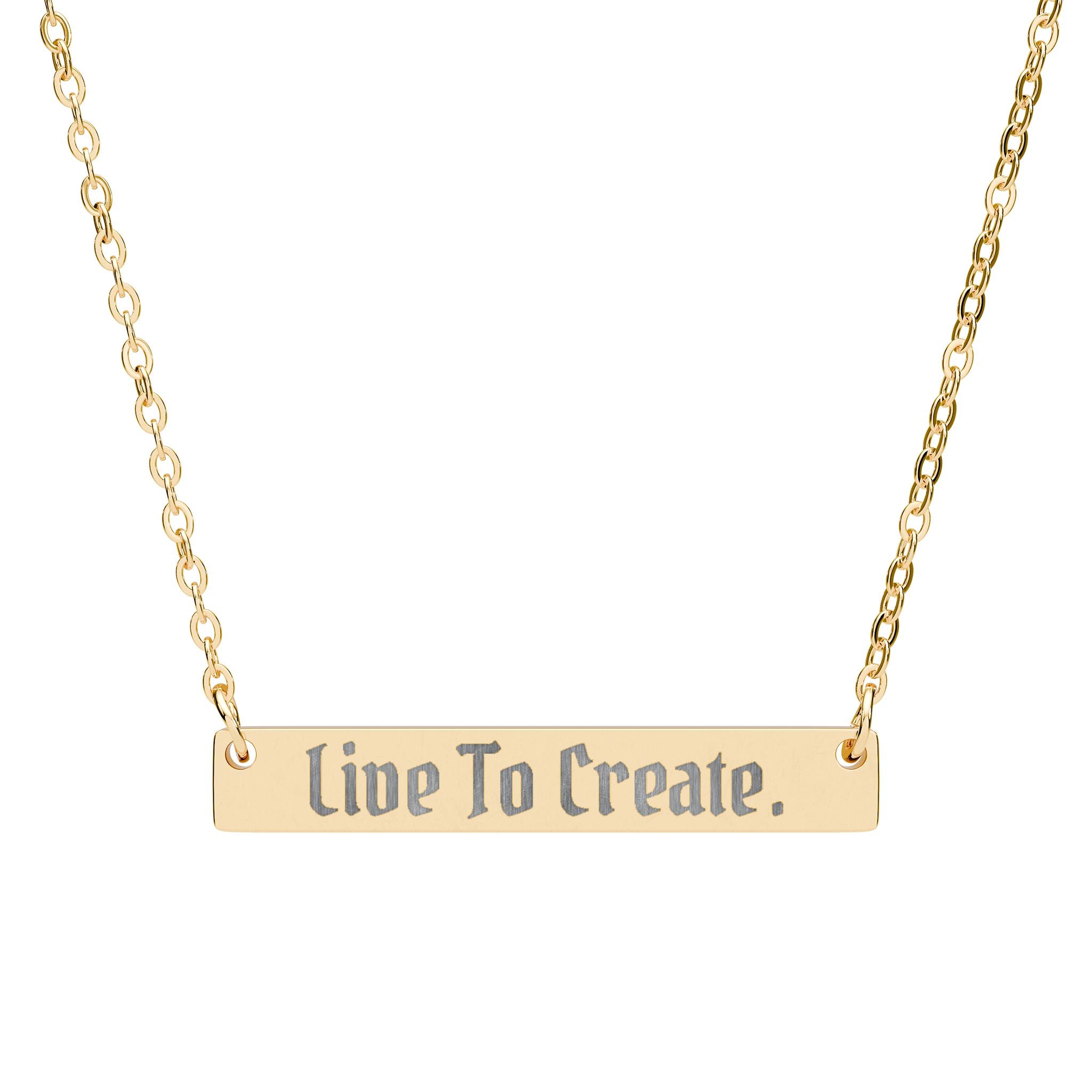 AtelierOfEden Engraved "Live To Create." Bar Necklace