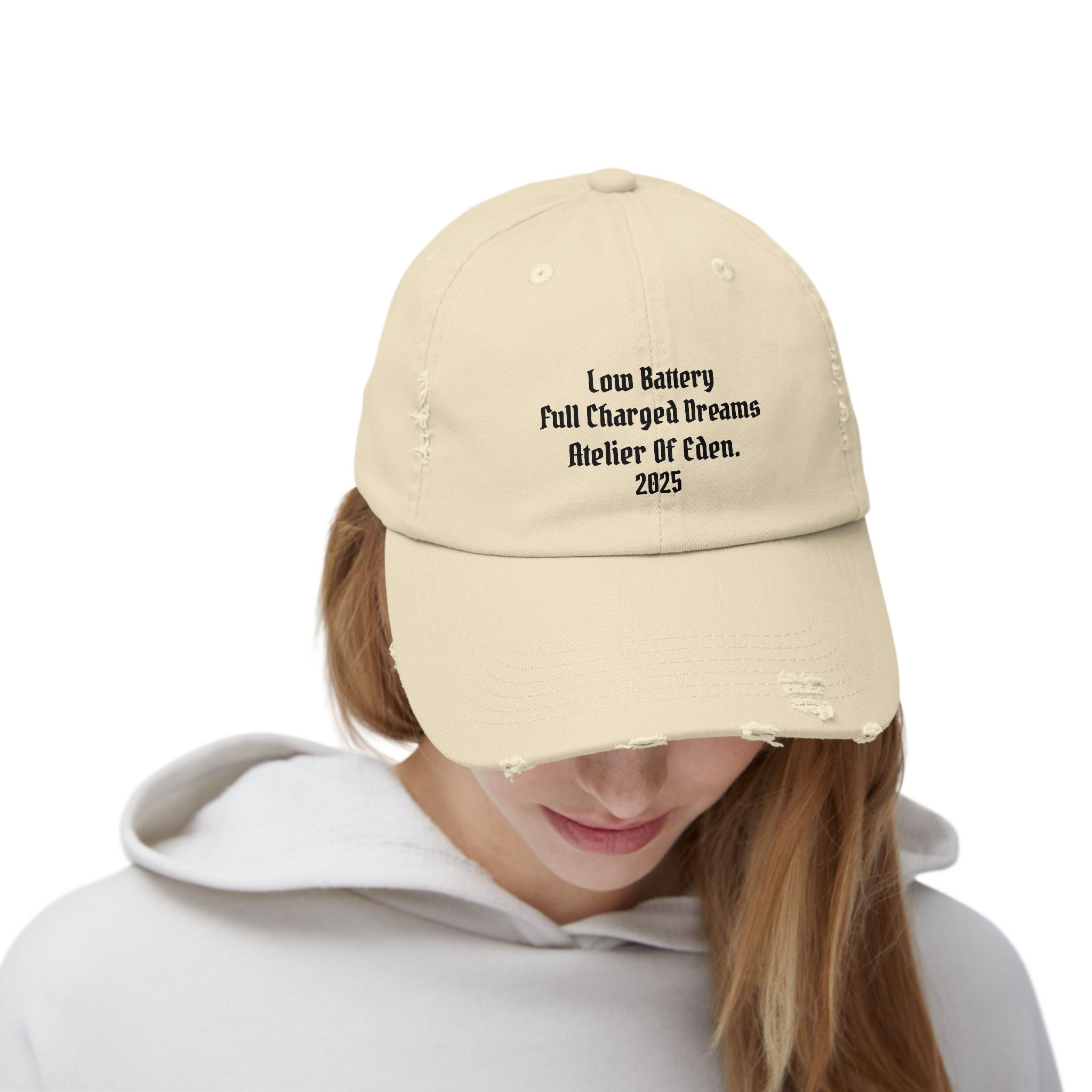 AtelierOfEden "Low Battery High Dreams." Unisex Distressed Cap