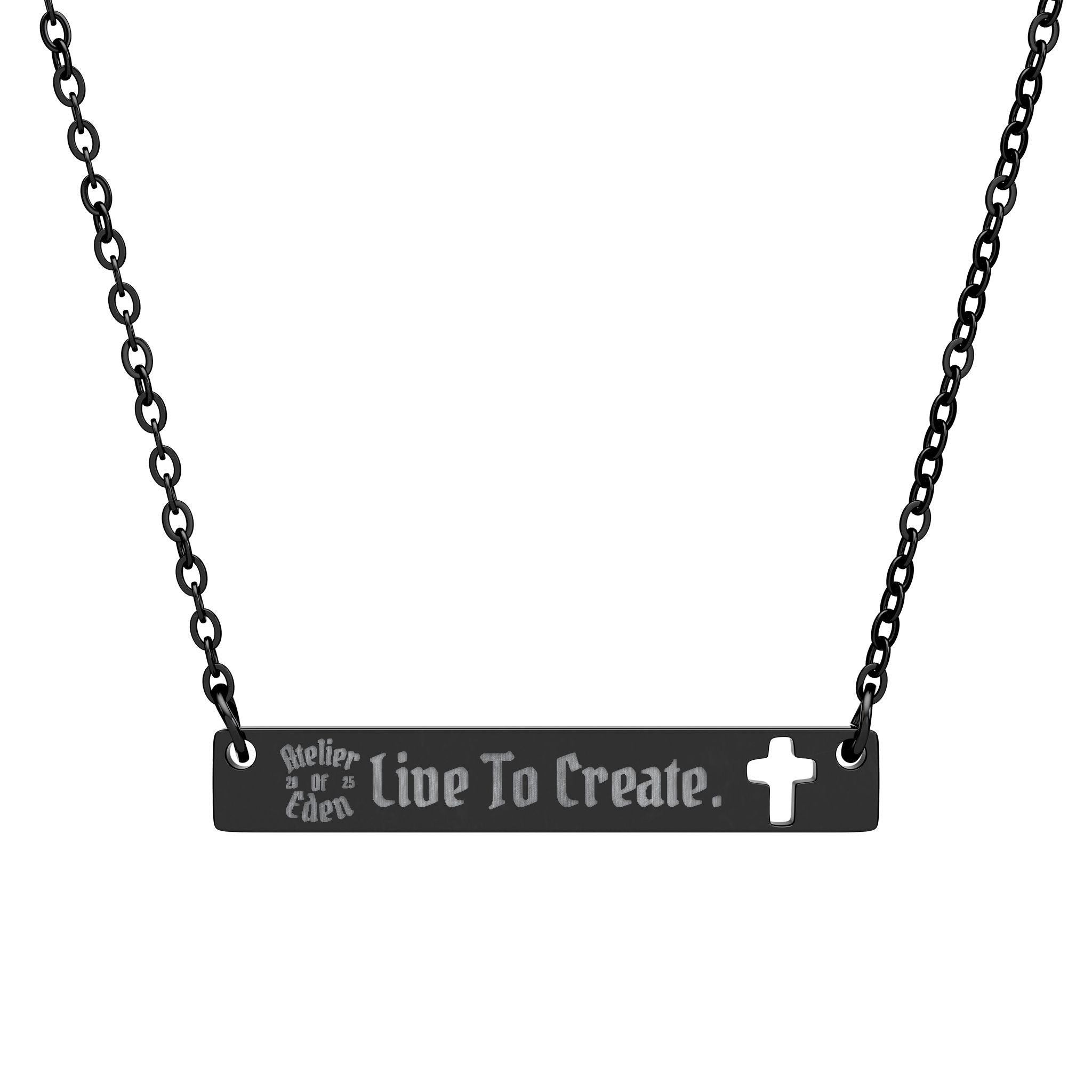AtelierOfEden - "Live To Create." Engraved Cross Pendant
