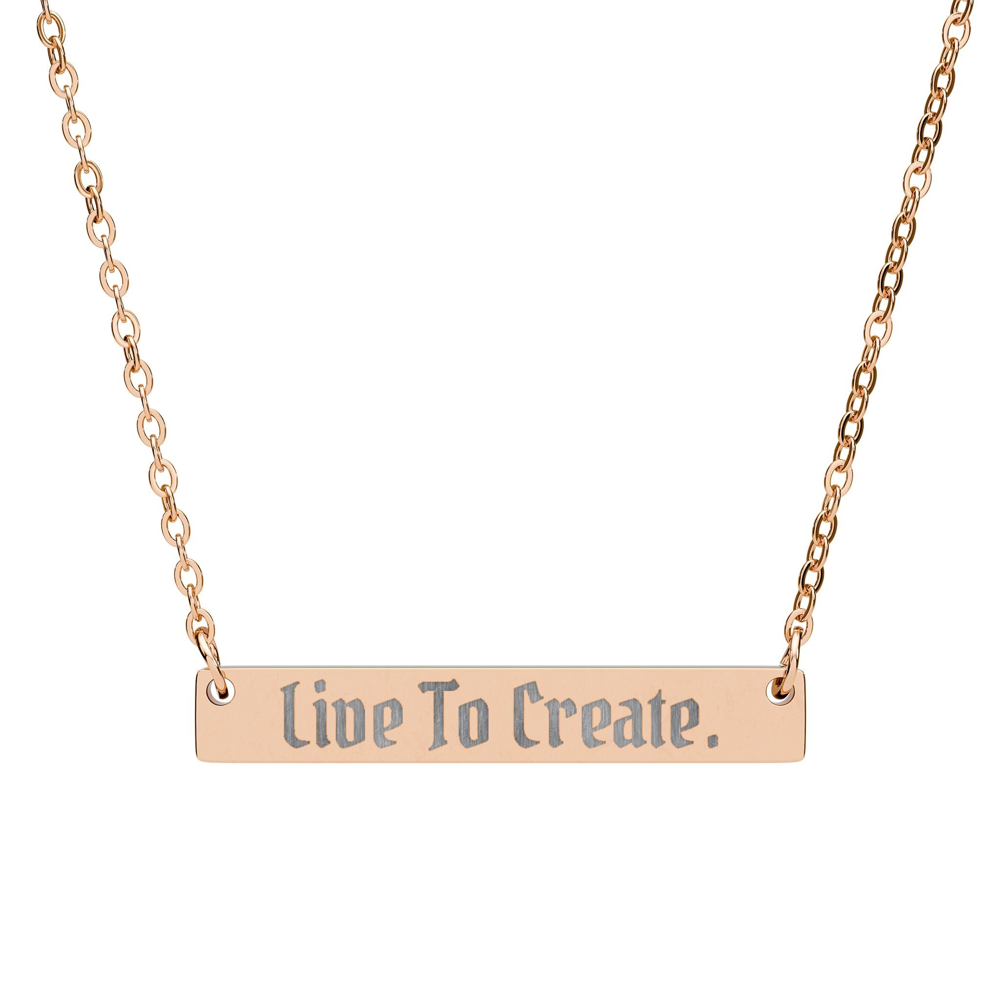 AtelierOfEden Engraved "Live To Create." Bar Necklace