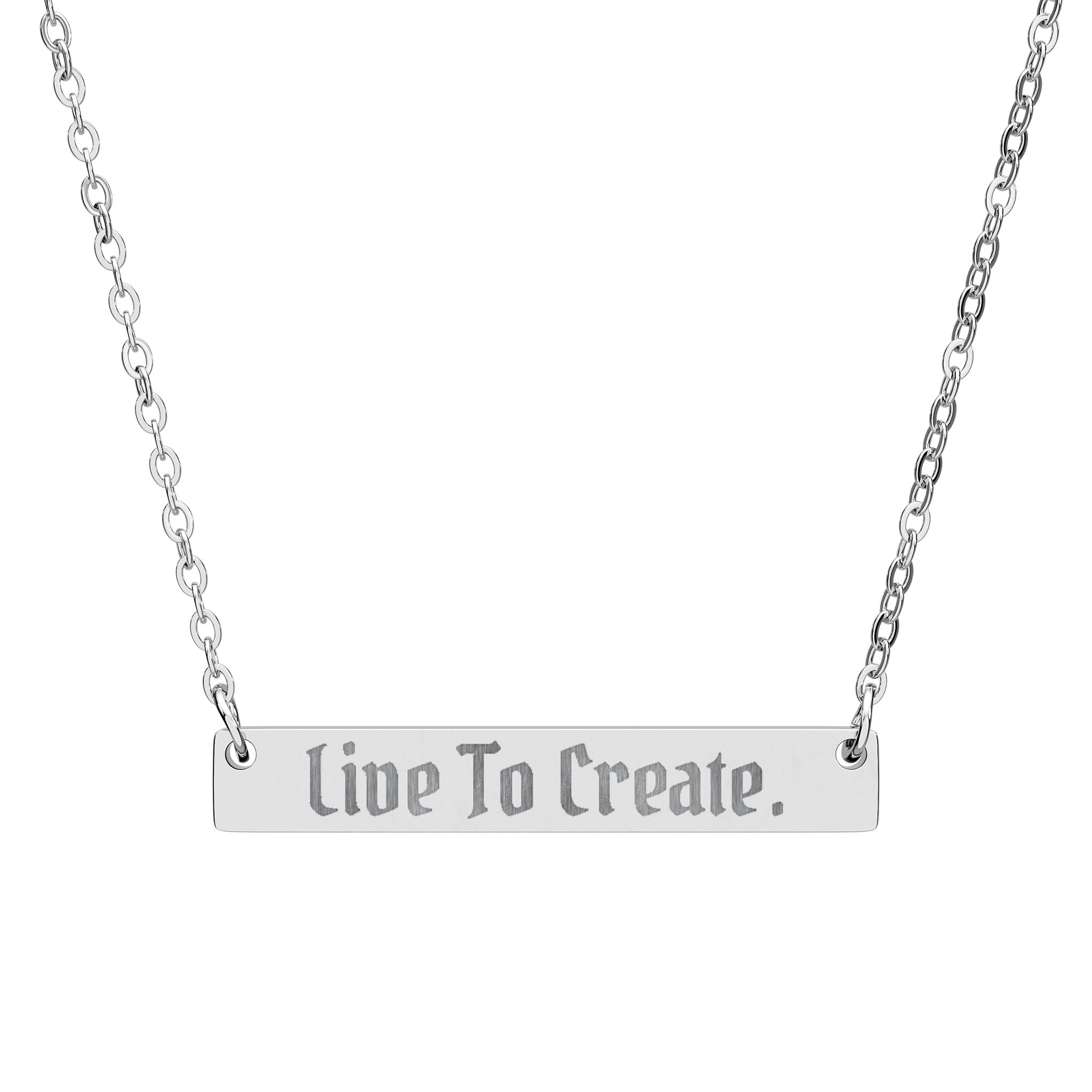 AtelierOfEden Engraved "Live To Create." Bar Necklace