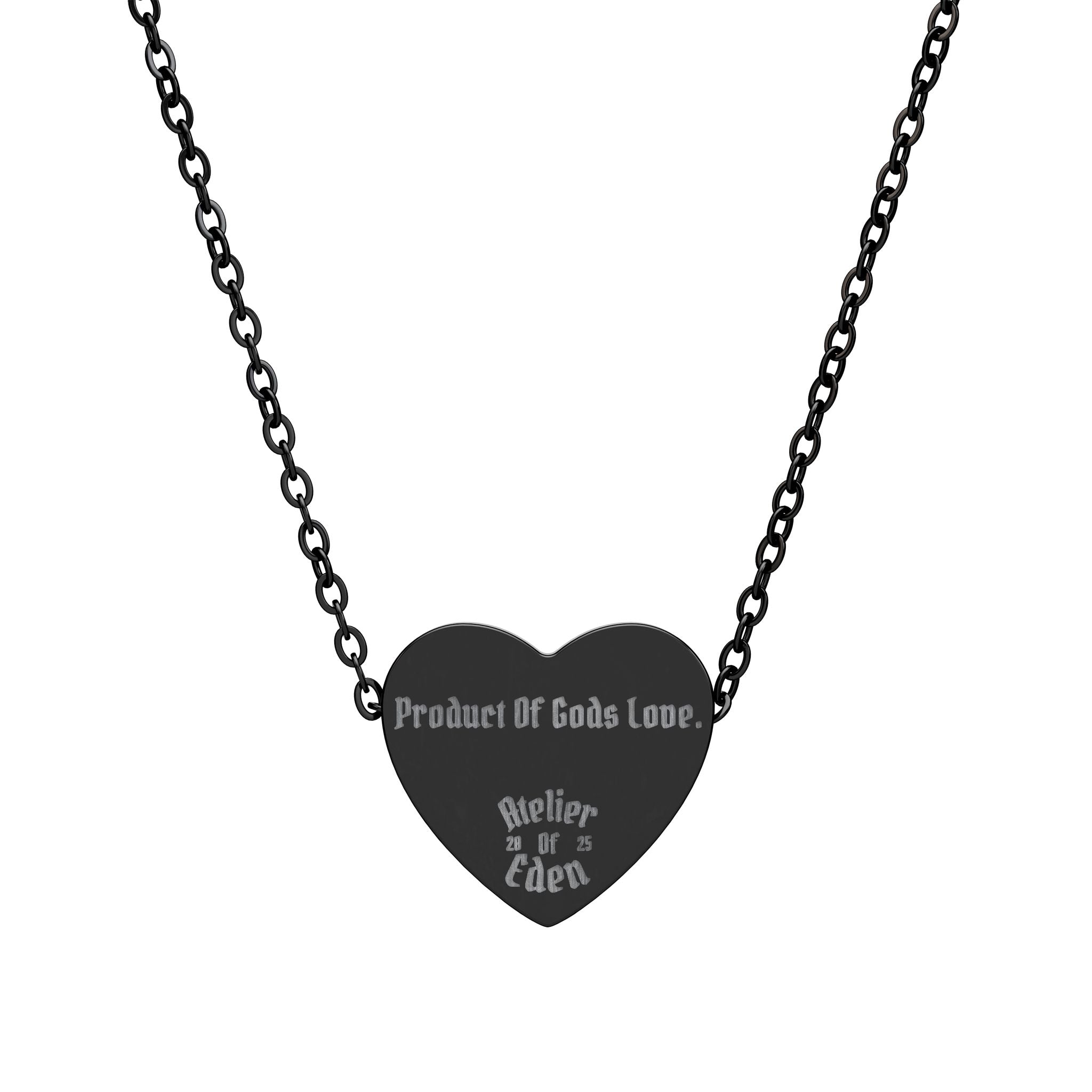 AtelierOfEden Engraved Heart Necklace - "Product Of Gods Love."