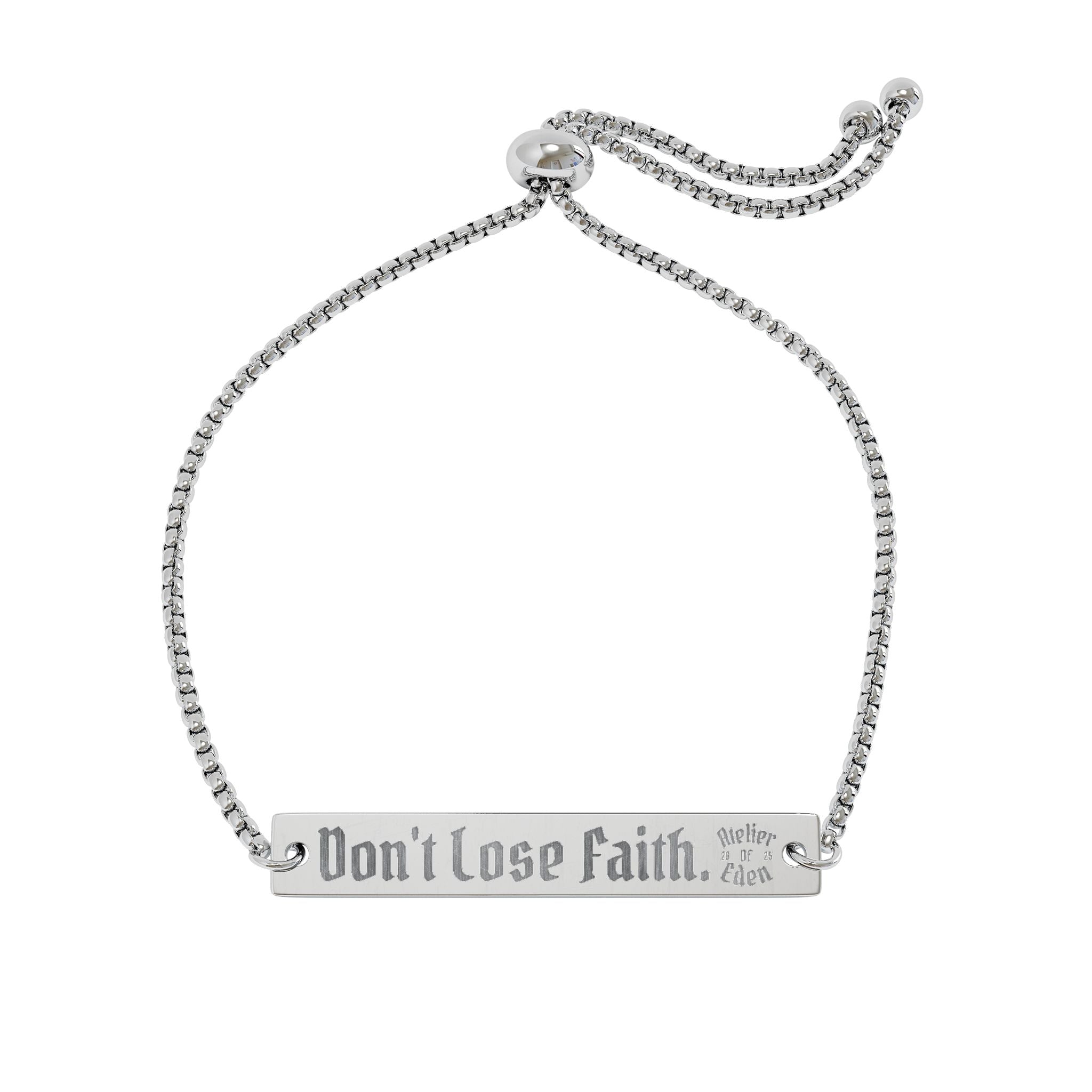 AtelierOfEden Engraved Bracelet - "Don't Lose Faith" Adjustable Gold/Silver