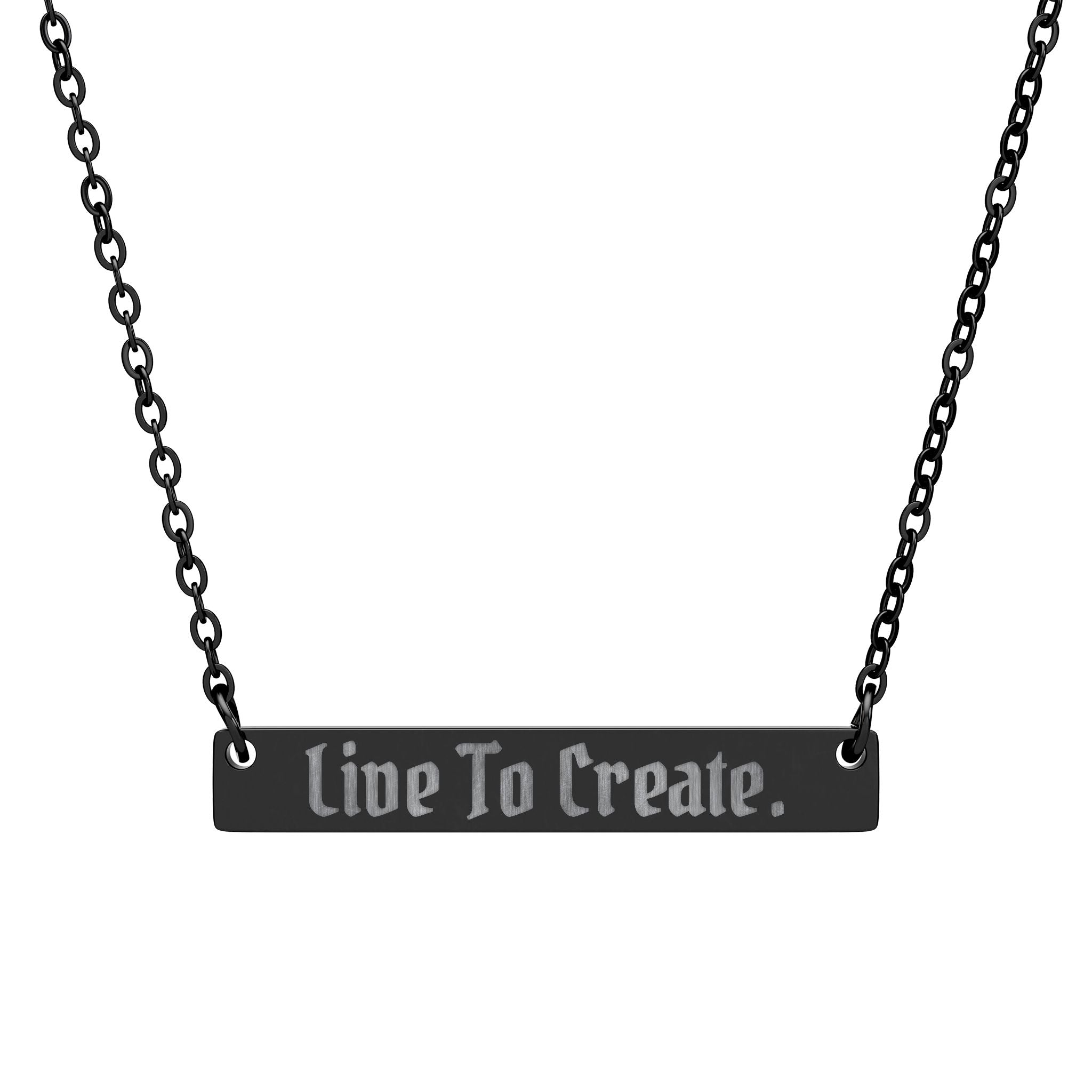 AtelierOfEden Engraved "Live To Create." Bar Necklace
