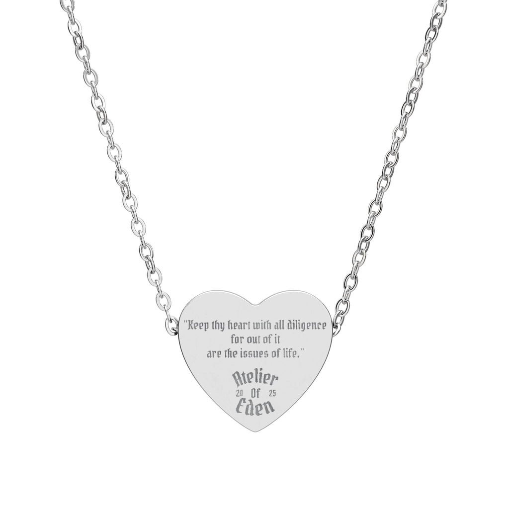 AtelierOfEden Verse Engraved Heart Necklace - Proverbs 4:23 (KJV)