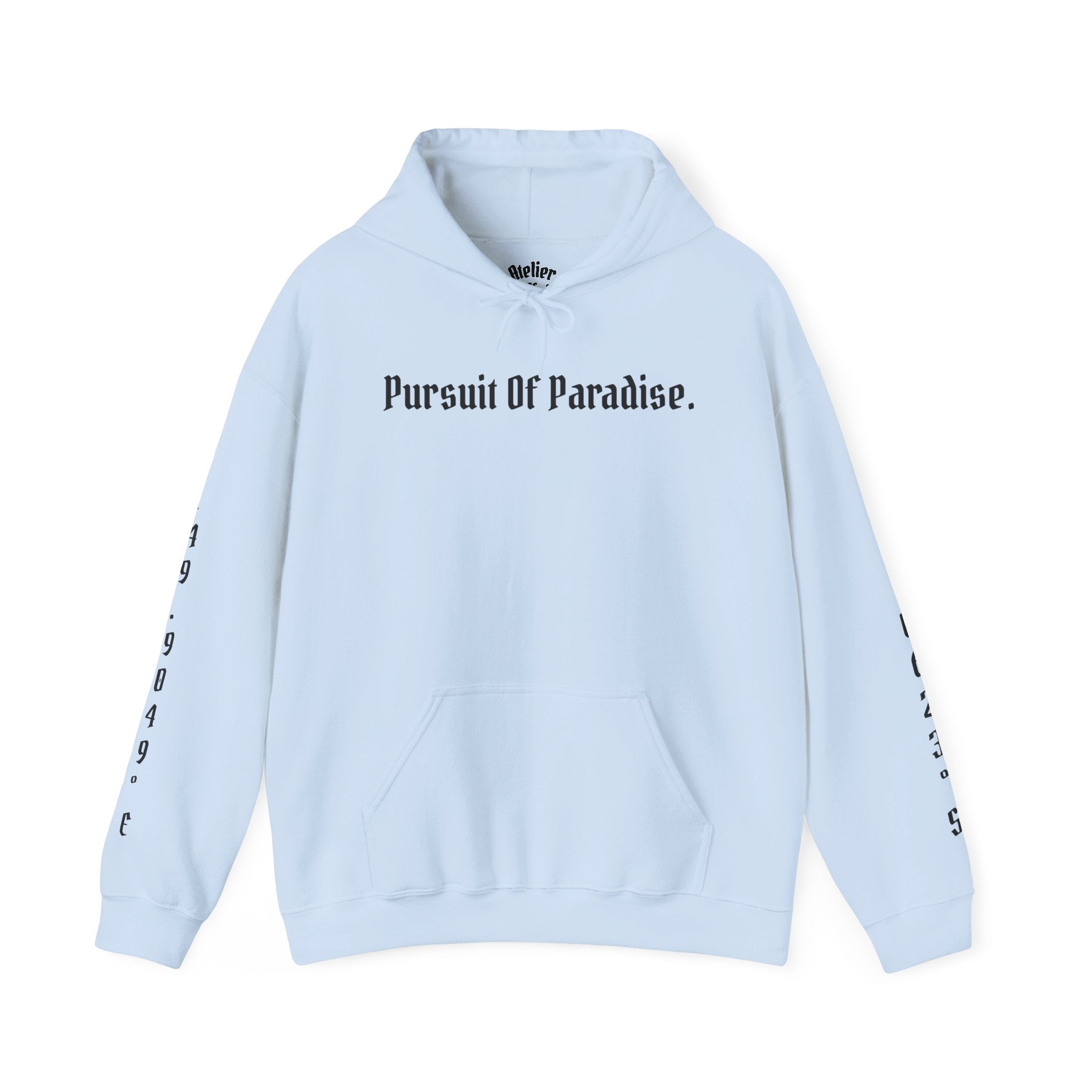 "Pursuit Of Paradise." Atelier Of Eden Coordinates Hoodie