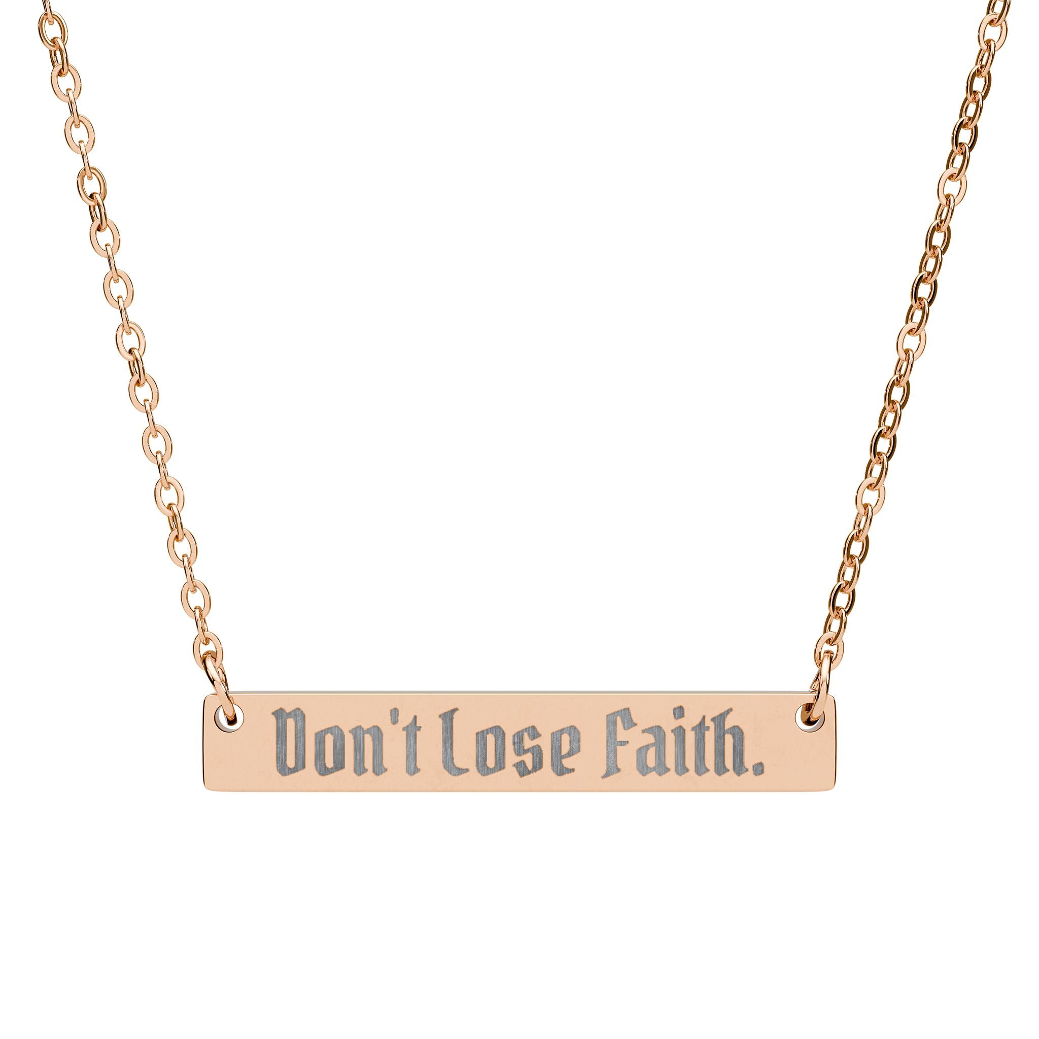 AtelierOfEden "Don’t Lose Faith." Engraved Bar Necklace