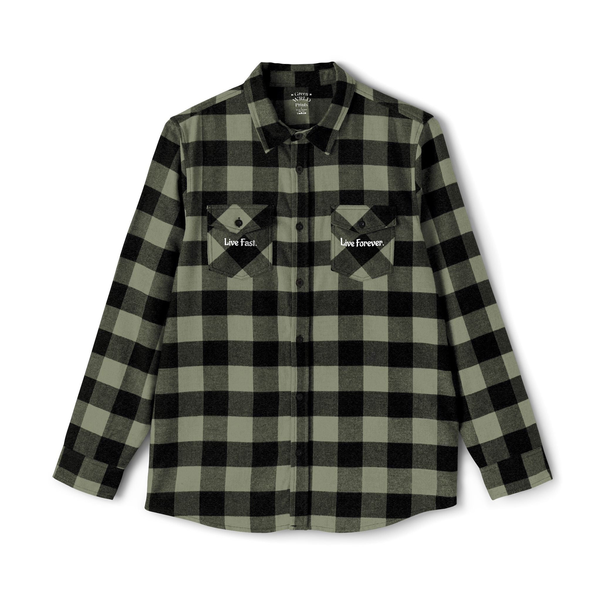 "Live Fast, Live Forever." GreenWRLD Unisex Flannel