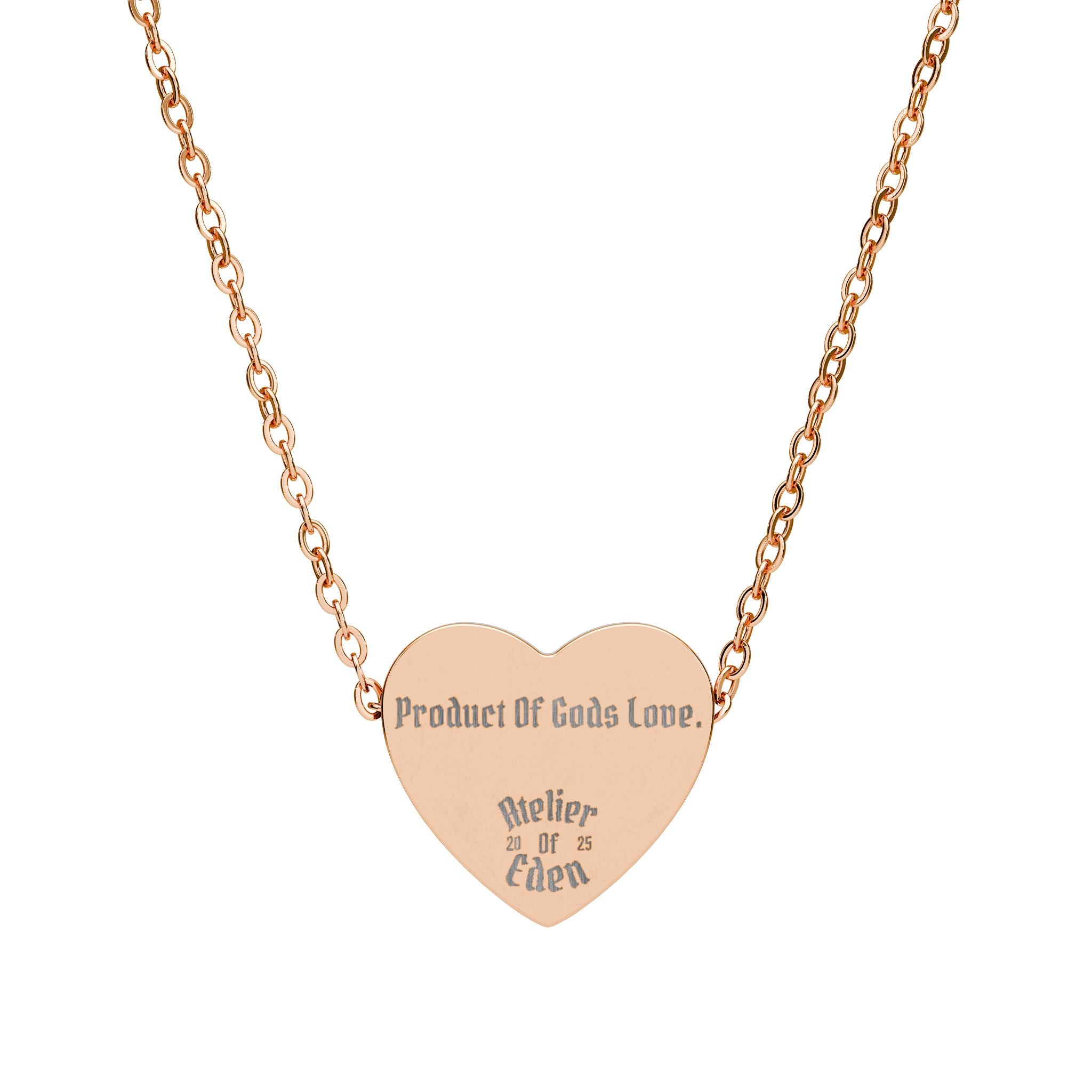AtelierOfEden Engraved Heart Necklace - "Product Of Gods Love."