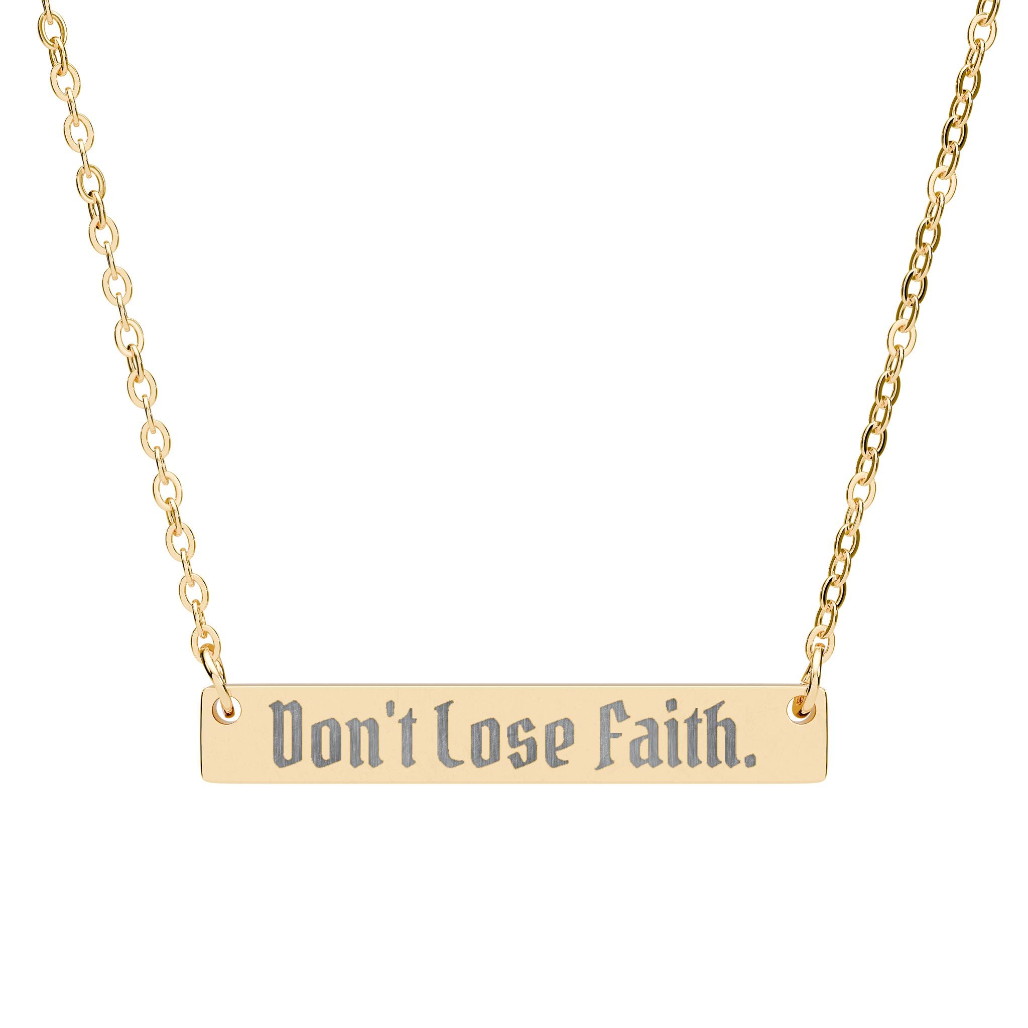 AtelierOfEden "Don’t Lose Faith." Engraved Bar Necklace