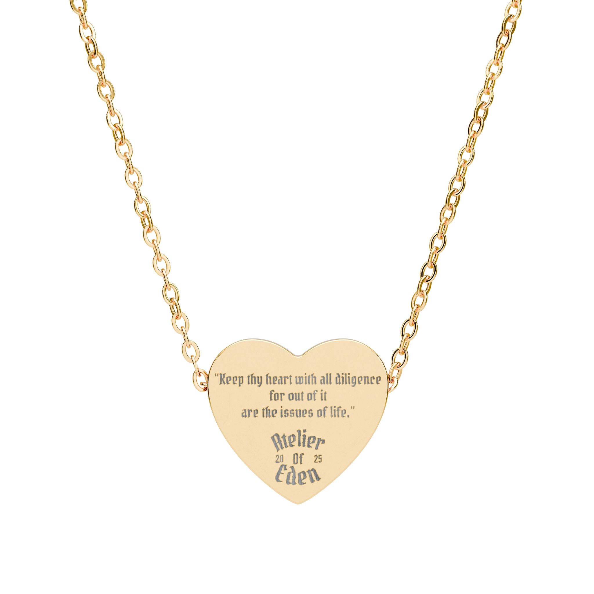 AtelierOfEden Verse Engraved Heart Necklace - Proverbs 4:23 (KJV)