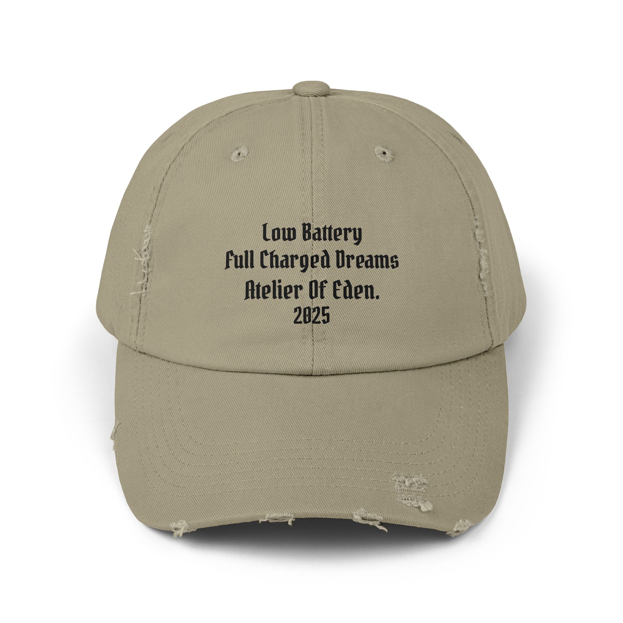 AtelierOfEden "Low Battery High Dreams." Unisex Distressed Cap