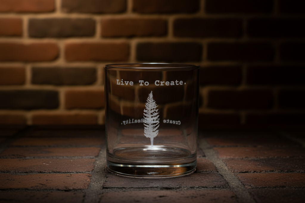 AtelierOfEden "Live To Create." - Engraved Rocks Glass 10.5oz