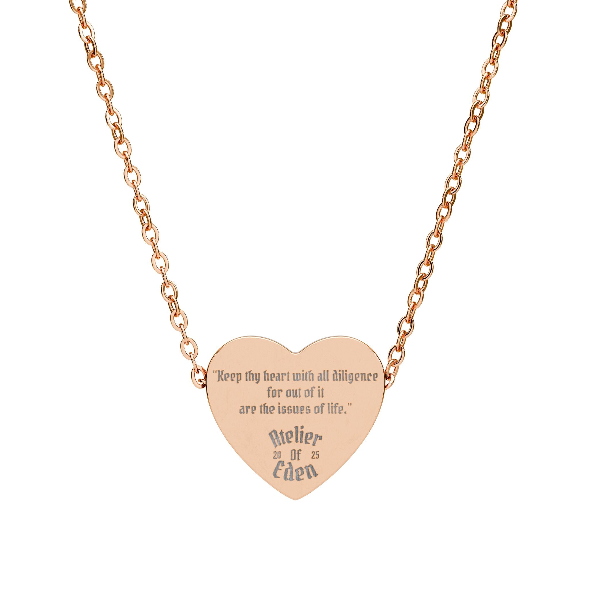 AtelierOfEden Verse Engraved Heart Necklace - Proverbs 4:23 (KJV)