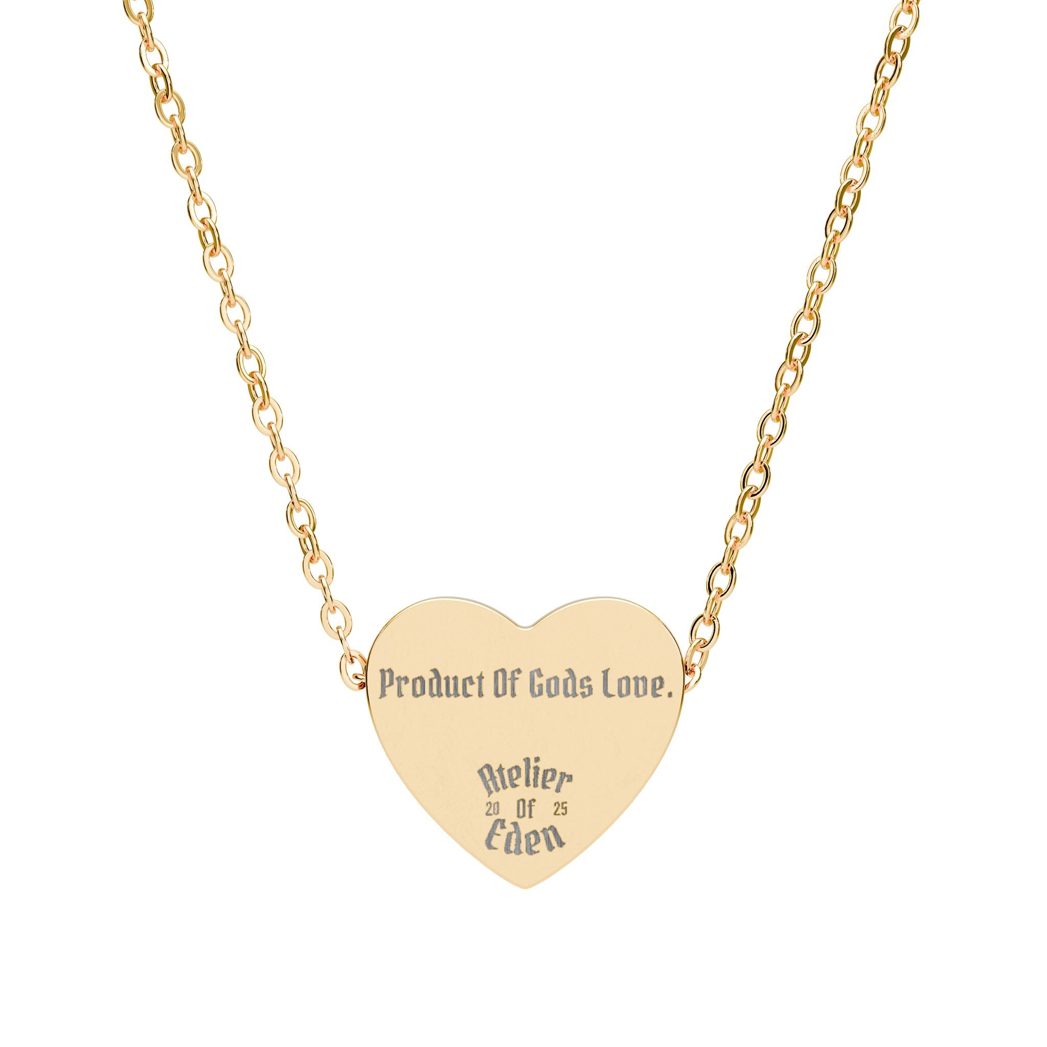 AtelierOfEden Engraved Heart Necklace - "Product Of Gods Love."