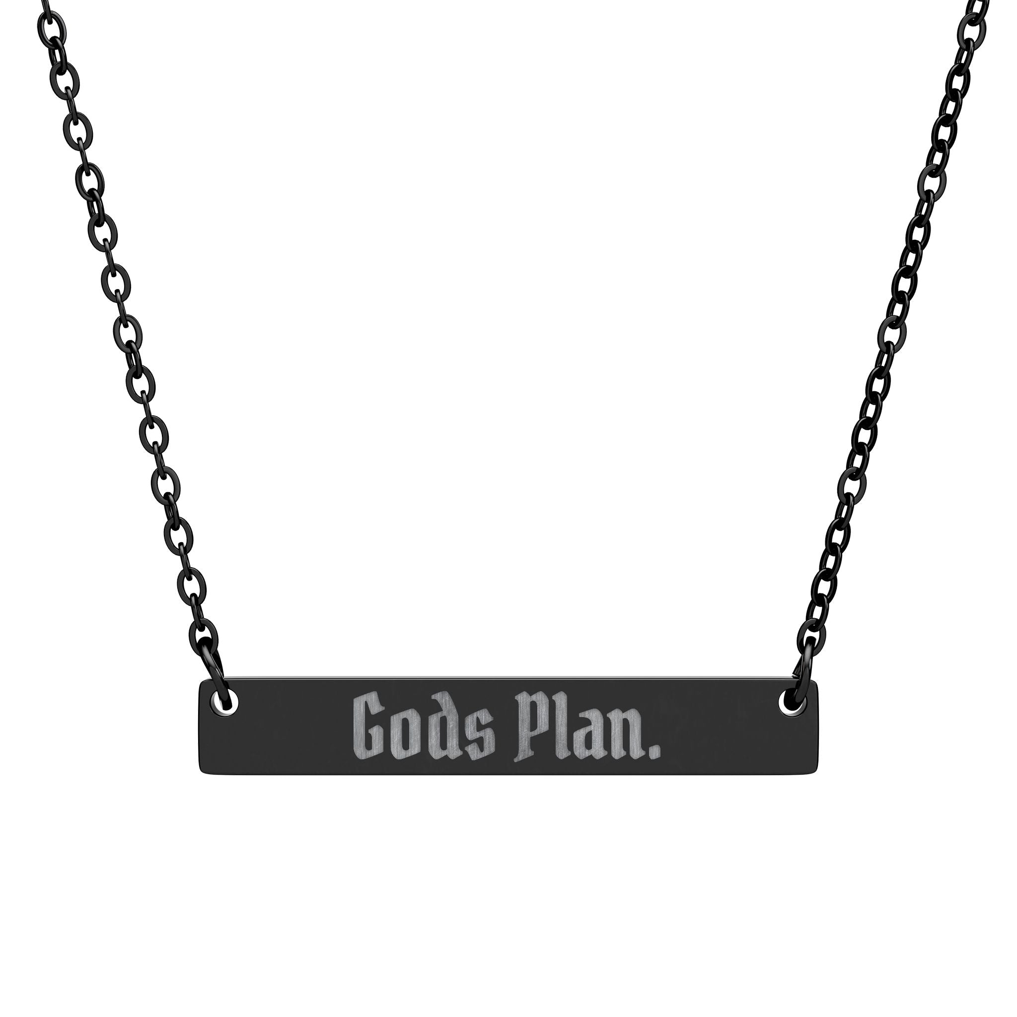 AtelierOfEden Engraved "Gods Plan" Bar Necklace
