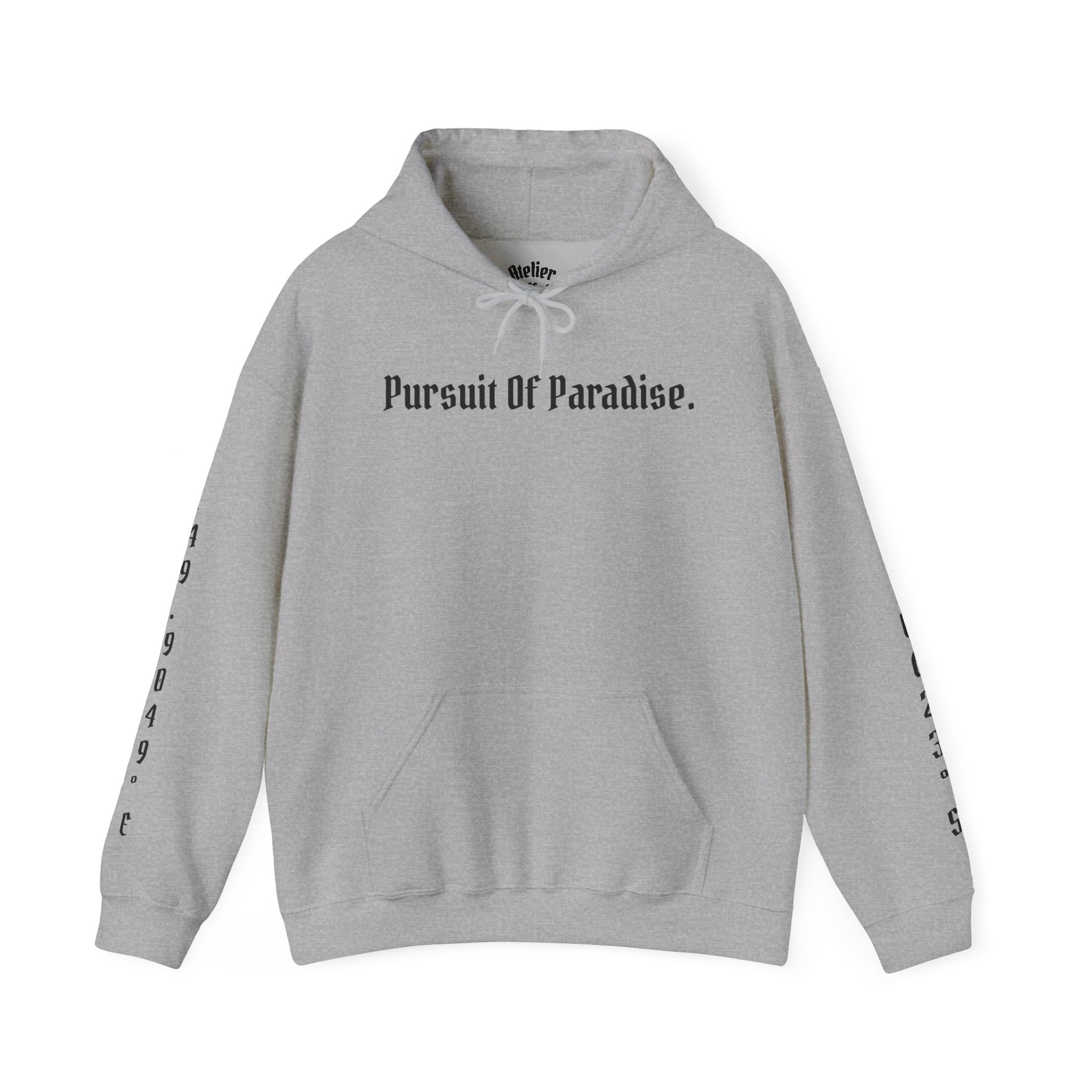 "Pursuit Of Paradise." Atelier Of Eden Coordinates Hoodie