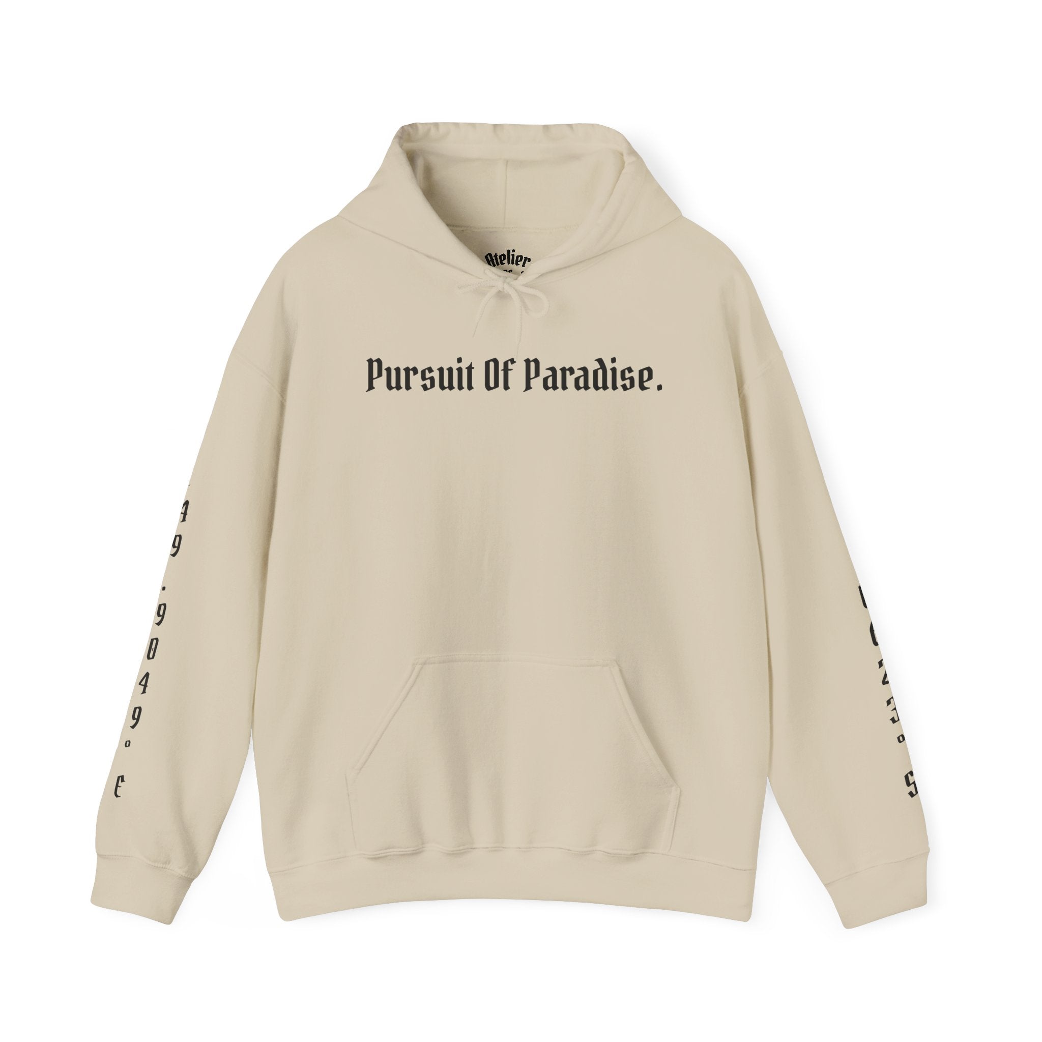 "Pursuit Of Paradise." Atelier Of Eden Coordinates Hoodie