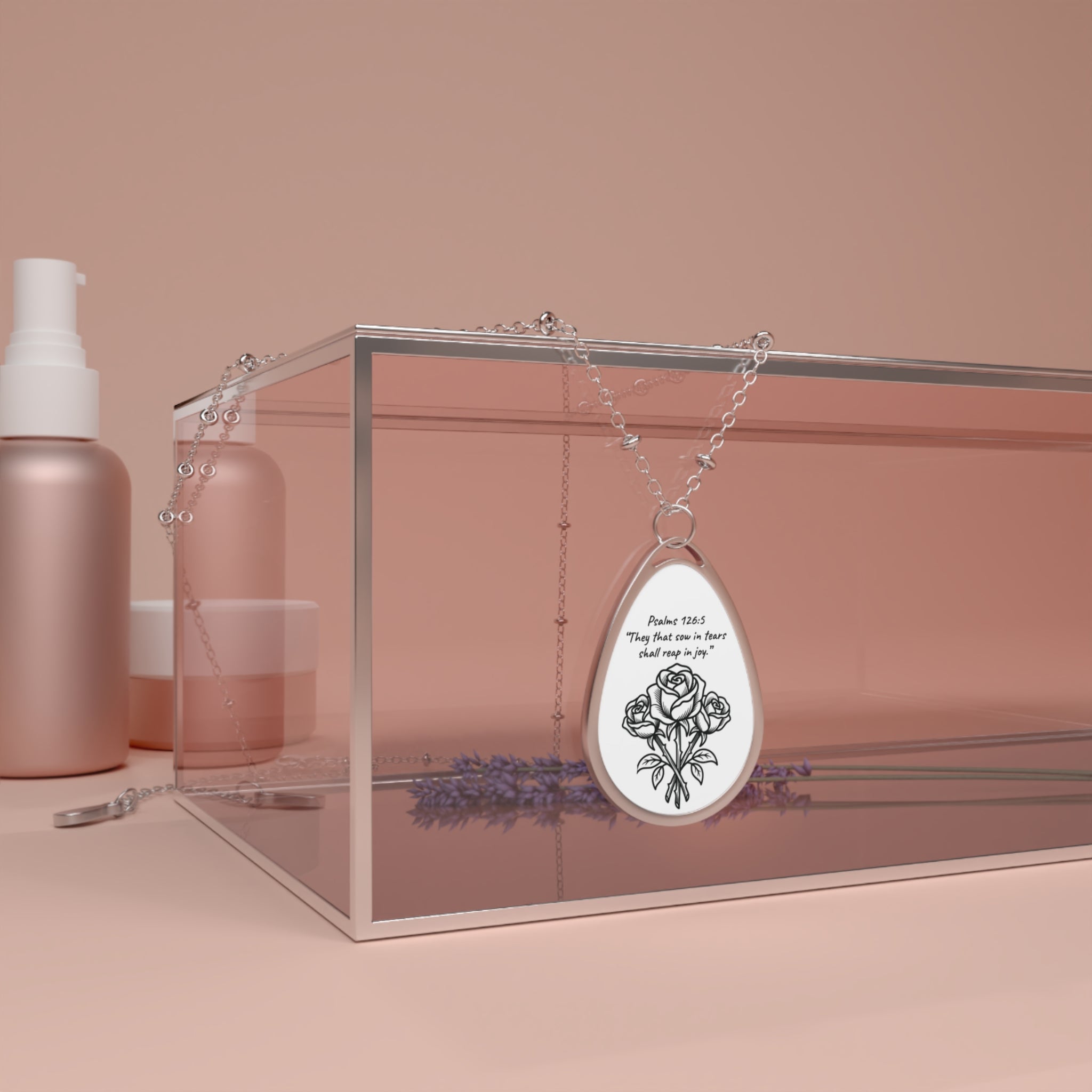 AtelierOfEden Oval Necklace - “They that sow in tears shall reap in joy.” Psalms 126:5 (KJV)