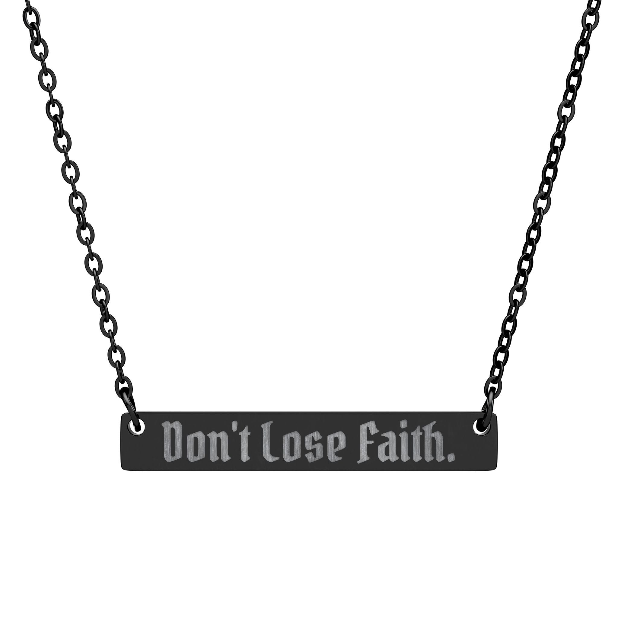 AtelierOfEden "Don’t Lose Faith." Engraved Bar Necklace