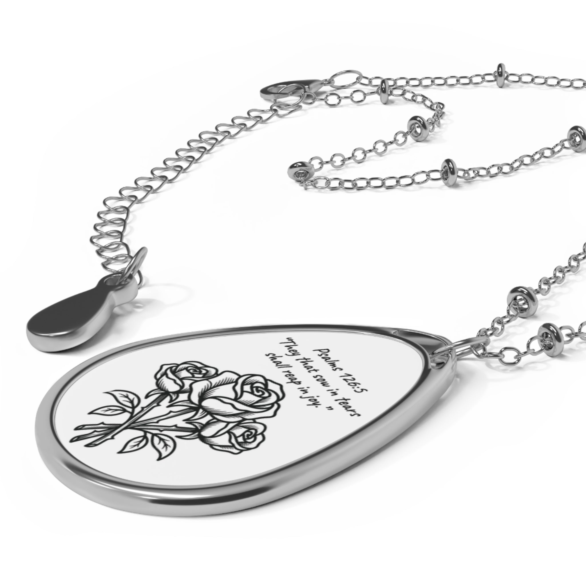 AtelierOfEden Oval Necklace - “They that sow in tears shall reap in joy.” Psalms 126:5 (KJV)