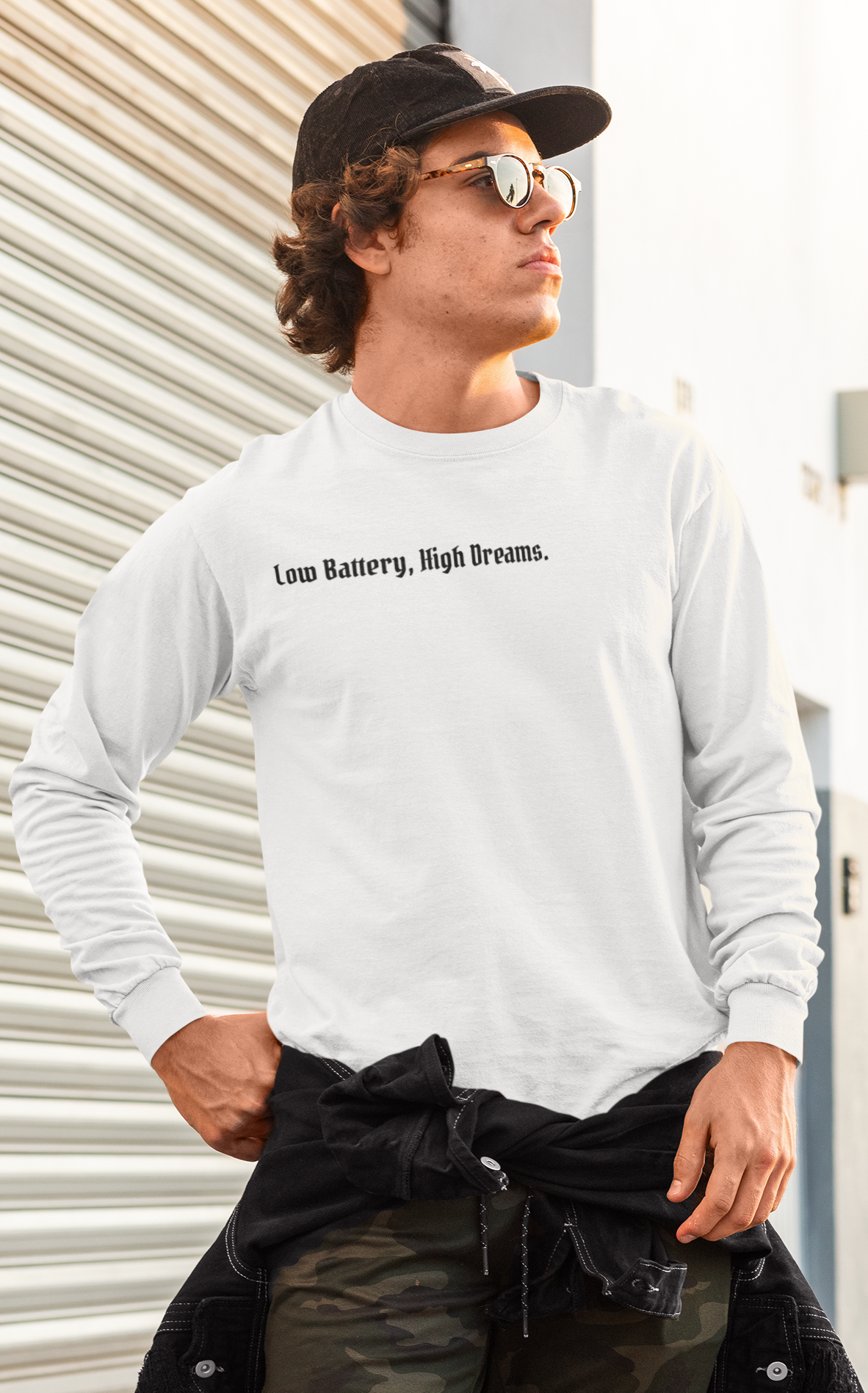 AtelierOfEden "Low Battery, High Dreams." Soft Vintage-Feel Long Sleeve